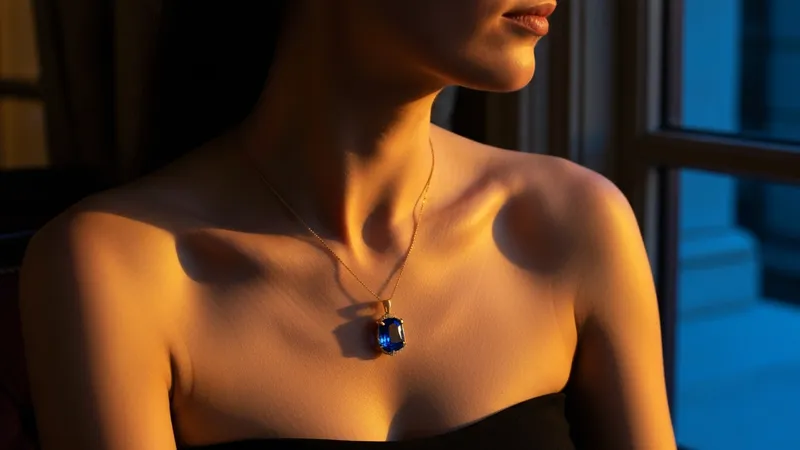 Pendentif saphir vintage avec chaîne assortie
