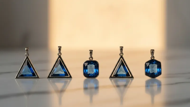 design géométrique pendentif saphir tendance moderne